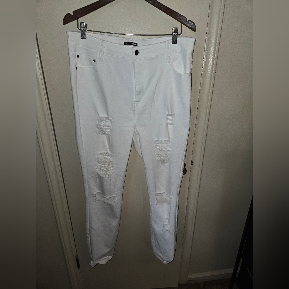 White Distressed Womens Jeans